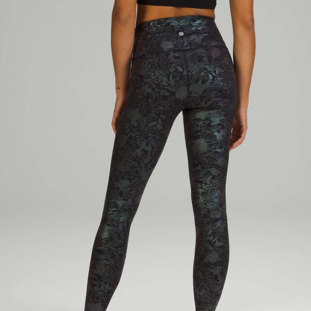 Lululemon Wunder Under High-Rise Tight 28" *Full-On Luxtreme Shine Floral Black